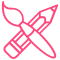 pencil and paint brush icon representing design principles